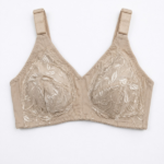 Women’s Full-Coverage Non-Padded Wireless Bra – Breathable Floral Embroidery with Wide Support Straps