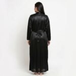 Premium Black Silk Satin Nightgown with Matching Robe – 2-Piece Set - Image 3