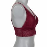 Burgundy Lace Longline Bralette with Strappy Cross-Front Detail - Image 3