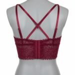 Burgundy Lace Longline Bralette with Strappy Cross-Front Detail - Image 2