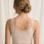 Nude Ribbed Cotton Camisole with Scalloped Lace Trim - Image 2